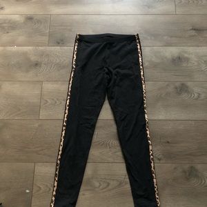 Black leopard stripe pants